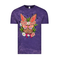 Cloud Purple bunny with floral Vintage Tee - MaliasSmallBusiness