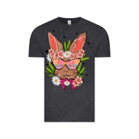 Vintage Black bunny with floral Vintage Tee - MaliasSmallBusiness