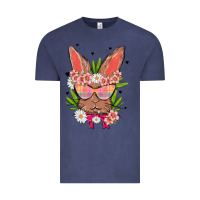 Vintage Denim bunny with floral Vintage Tee - MaliasSmallBusiness