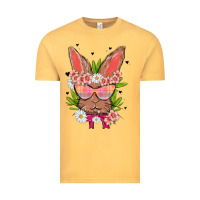 Vintage Mustard bunny with floral Vintage Tee - MaliasSmallBusiness