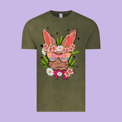 Bunny With Floral Vintage Tee Designed By Maliassmallbusiness
