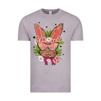 Vintage Zinc bunny with floral Vintage Tee - MaliasSmallBusiness