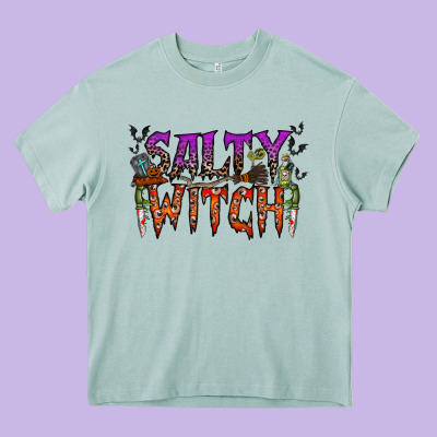 Salty Witch Heavy Core Tee Designed By Racoondesign