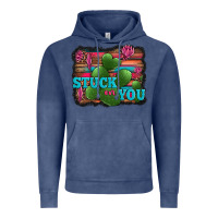 Vintage Denim stuck on you heart cactus serape leopard background Vintage Hoodie - Jasminsmagicworld