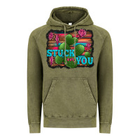 Vintage Olive stuck on you heart cactus serape leopard background Vintage Hoodie - Jasminsmagicworld