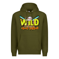 Army Green Wild about Softball Premium Hoodie - HowdyJamesFarm