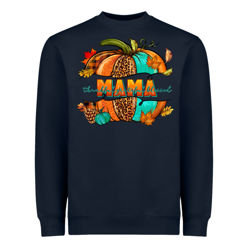Thankful Grateful Blessed Mama Pumpkin Heavyweight Sweatshirt by NancyCooperArtShop | Teevron