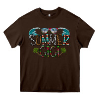 Chocolate Brown summer gigi Heavy Core Tee - CowhideDigitalArt