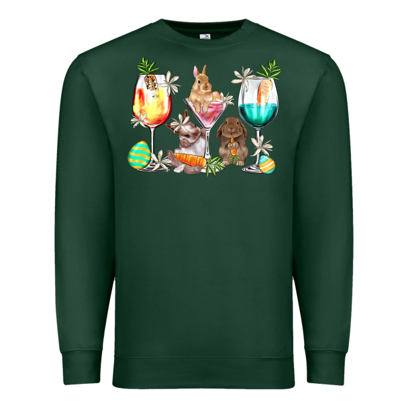 Easter Wine Glasses Easter Day Premium Sweatshirt by HowdyJamesFarm | Teevron
