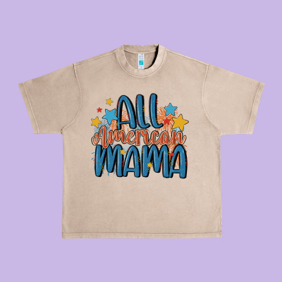 All American Mama Urban Heavy Tee Designed By Maliassmallbusiness