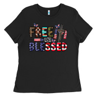 Black free and blessed Ladies Tee - CowhideDigitalArt