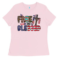 Bubblegum Pink free and blessed Ladies Tee - CowhideDigitalArt