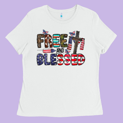 Free And Blessed Ladies Tee Designed By Cowhidedigitalart