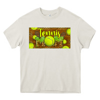 Cream tennis mom license plate Heavy Core Tee - BarkalooDesign
