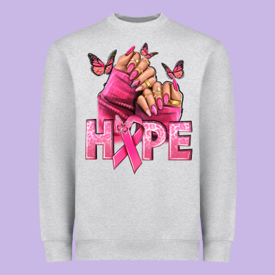 Hope Breast Cancer Caucasian Hand Nails Heavyweight Sweatshirt Designed By Nancycooperartshop