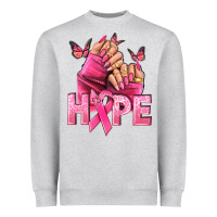 Heather Grey Hope Breast Cancer Caucasian hand nails Heavyweight Sweatshirt - NancyCooperArtShop