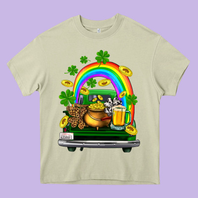 St Patricks Shamrock Gold Beer Truck Heavy Core Tee Designed By Fadigitalartstudio