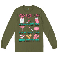 Army Green god says i am nurse Long Sleeve Tee - MaliasSmallBusiness