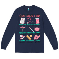 Navy god says i am nurse Long Sleeve Tee - MaliasSmallBusiness