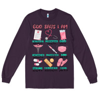 Plum god says i am nurse Long Sleeve Tee - MaliasSmallBusiness