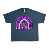 Midnight Navy awerenes ribbon  rainbow Urban Heavy Tee - MaliasSmallBusiness