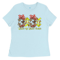 Baby Blue three up theree down softball Ladies Tee - RacoonDesign