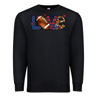 Black Love Football team color red blue 4th of july Premium Sweatshirt - HowdyJamesFarm