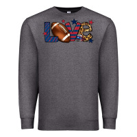Charcoal Heather Love Football team color red blue 4th of july Premium Sweatshirt - HowdyJamesFarm