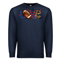 Navy Love Football team color red blue 4th of july Premium Sweatshirt - HowdyJamesFarm