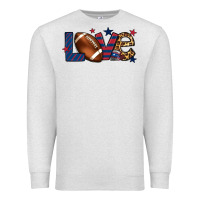Oatmeal Heather Love Football team color red blue 4th of july Premium Sweatshirt - HowdyJamesFarm
