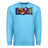 Ocean Blue Love Football team color red blue 4th of july Premium Sweatshirt - HowdyJamesFarm