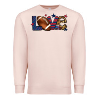 Pale Pink Love Football team color red blue 4th of july Premium Sweatshirt - HowdyJamesFarm