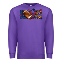 Purple Love Football team color red blue 4th of july Premium Sweatshirt - HowdyJamesFarm