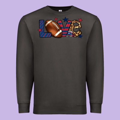 Love Football Team Color Red Blue 4th Of July Premium Sweatshirt Designed By Howdyjamesfarm