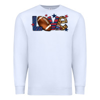 White Love Football team color red blue 4th of july Premium Sweatshirt - HowdyJamesFarm