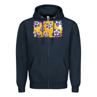 Navy Rocky Mountain Columbine Flower Zipper Hoodie - Bettercallsaul
