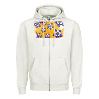 Oatmeal Heather Rocky Mountain Columbine Flower Zipper Hoodie - Bettercallsaul