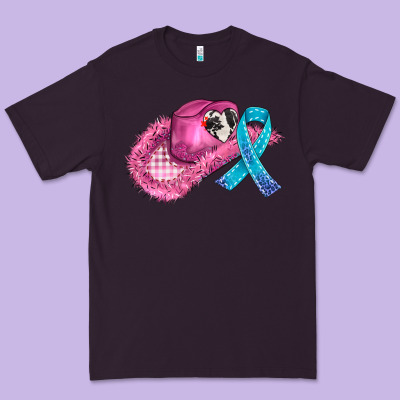 Cowboy Hat And Cancer Ribbon Premium Tee Designed By Adodesignshop