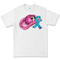 White cowboy hat and cancer ribbon Premium Tee - AdoDesignShop