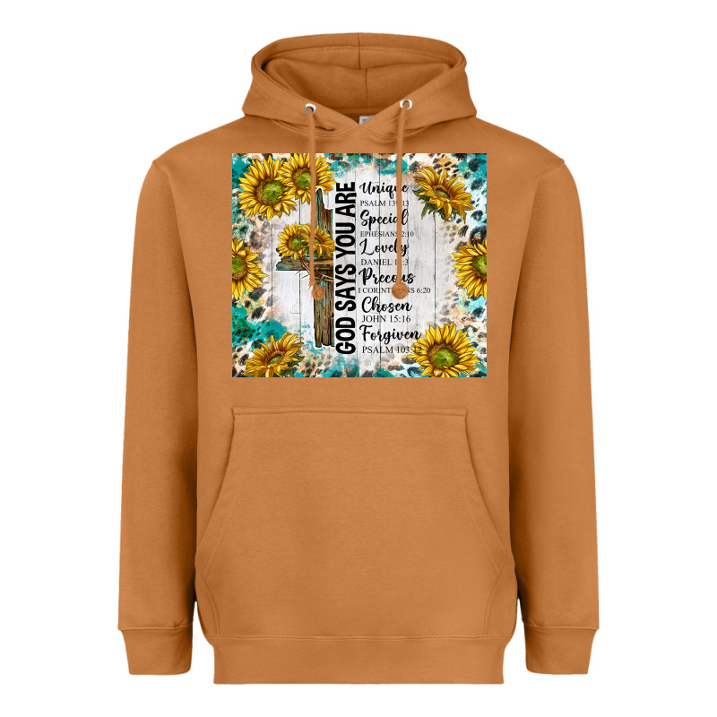 God Says You Are With Sunflower Heavyweight Hoodie by TumblerDesignByShophia | Teevron