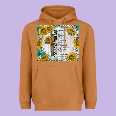God Says You Are With Sunflower Heavyweight Hoodie Designed By Tumblerdesignbyshophia