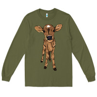 Army Green baby cow Long Sleeve Tee - NancyCooperArtShop