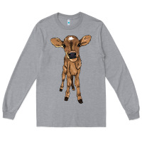 Heather Grey baby cow Long Sleeve Tee - NancyCooperArtShop