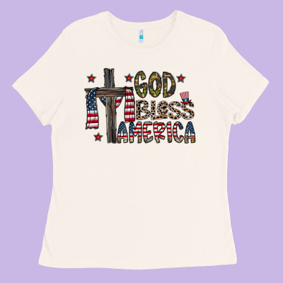 God Bless America Ladies Tee Designed By Cowhidedigitalart