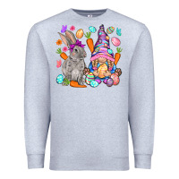 Heather Grey Easter gnome and rabbit Easter Day Premium Sweatshirt - HowdyJamesFarm