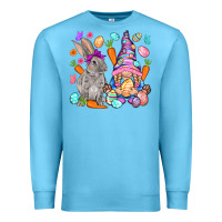 Ocean Blue Easter gnome and rabbit Easter Day Premium Sweatshirt - HowdyJamesFarm