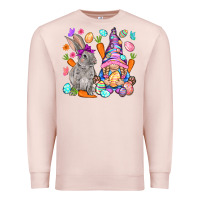 Pale Pink Easter gnome and rabbit Easter Day Premium Sweatshirt - HowdyJamesFarm