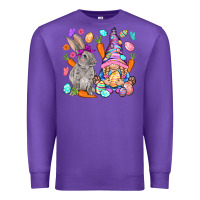 Purple Easter gnome and rabbit Easter Day Premium Sweatshirt - HowdyJamesFarm
