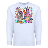 White Easter gnome and rabbit Easter Day Premium Sweatshirt - HowdyJamesFarm