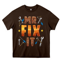 Chocolate Brown mr fix it Heavy Core Tee - HRA Design Shop